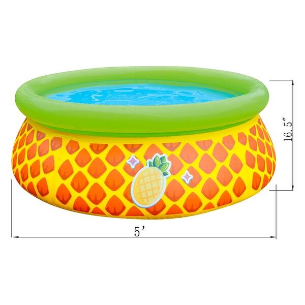 JLeisure 5' x 16.5" 3D Pineapple Inflatable Outdoor Kid Swimming Pool (2 Pack) - 26