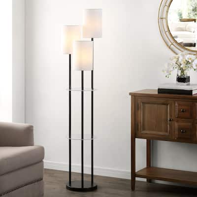 SAFAVIEH Lighting Soren 63-inch 2-shelf 3-light LED Floor Lamp - 14" W x 14" L x 62.5" H