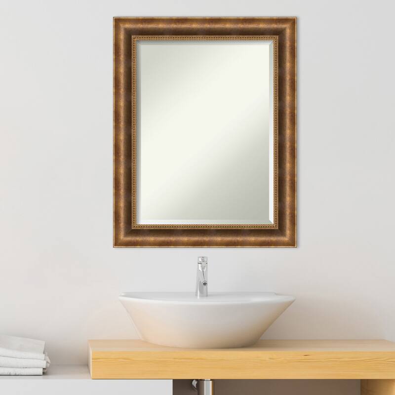 Beveled Wood Bathroom Wall Mirror - Manhattan Bronze Frame