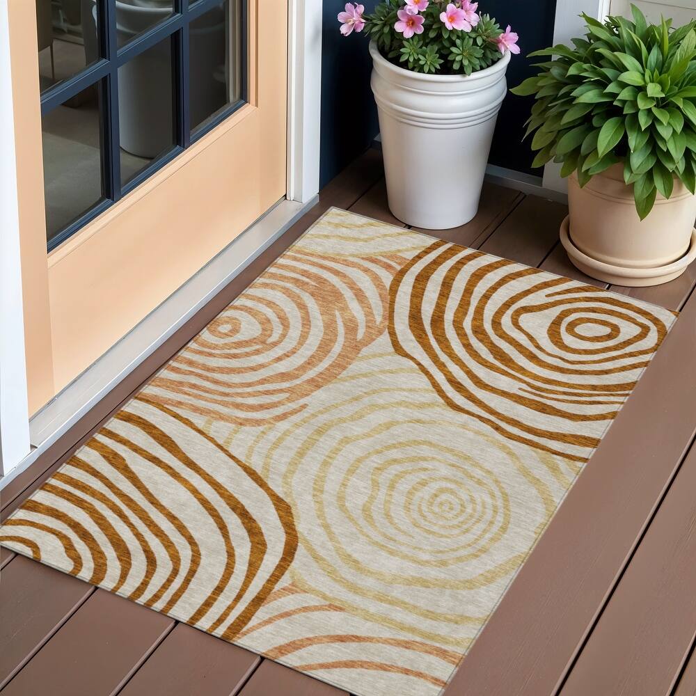 HomeRoots Abstract Transitional Rectangle Outdoor Rug