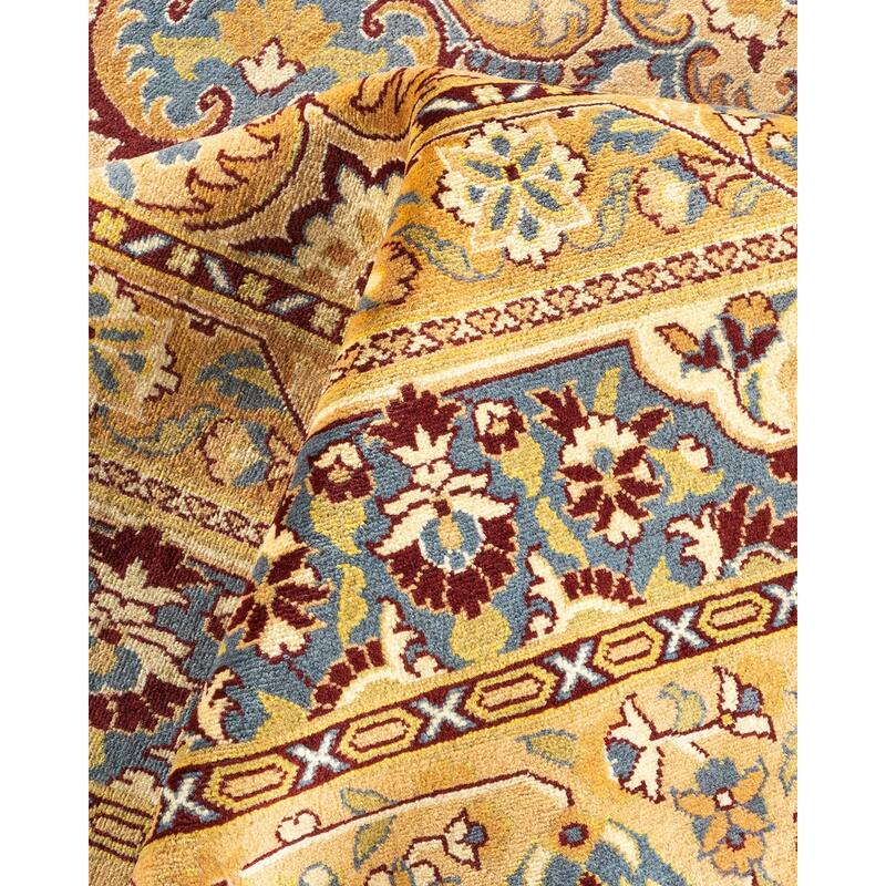 Overton Handknotted Wool Traditional Oriental Yellow Area Rug - 9' x 12'