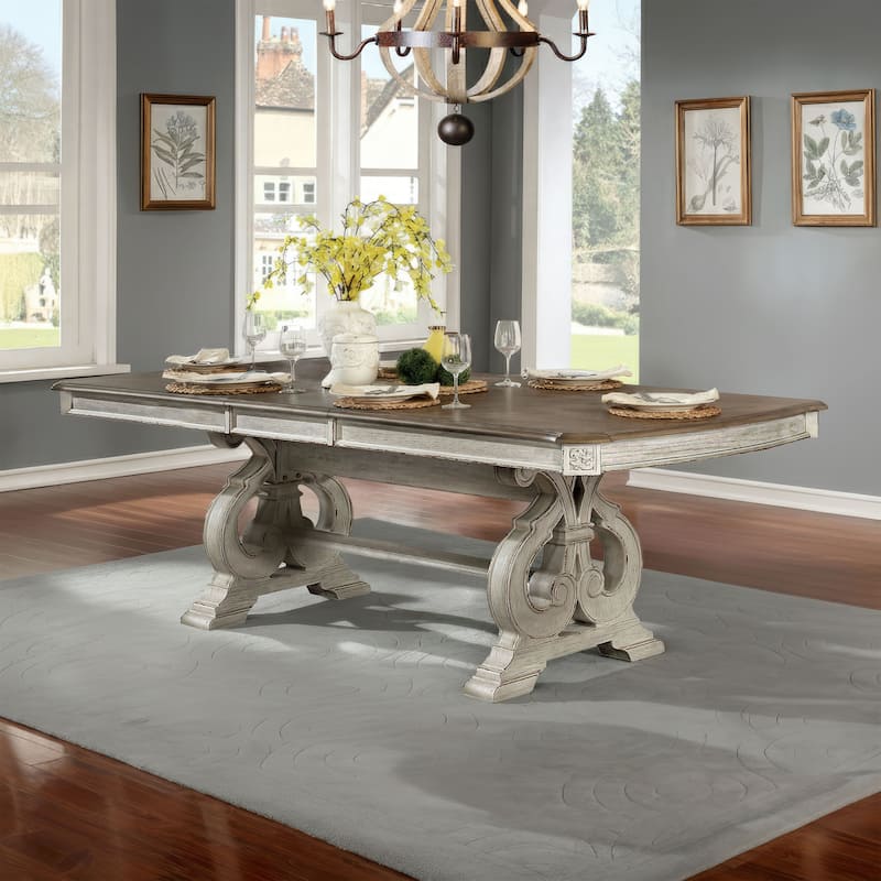 The Gray Barn Caelum Farmhouse White 96-inch Expandable Dining Table - Antique White