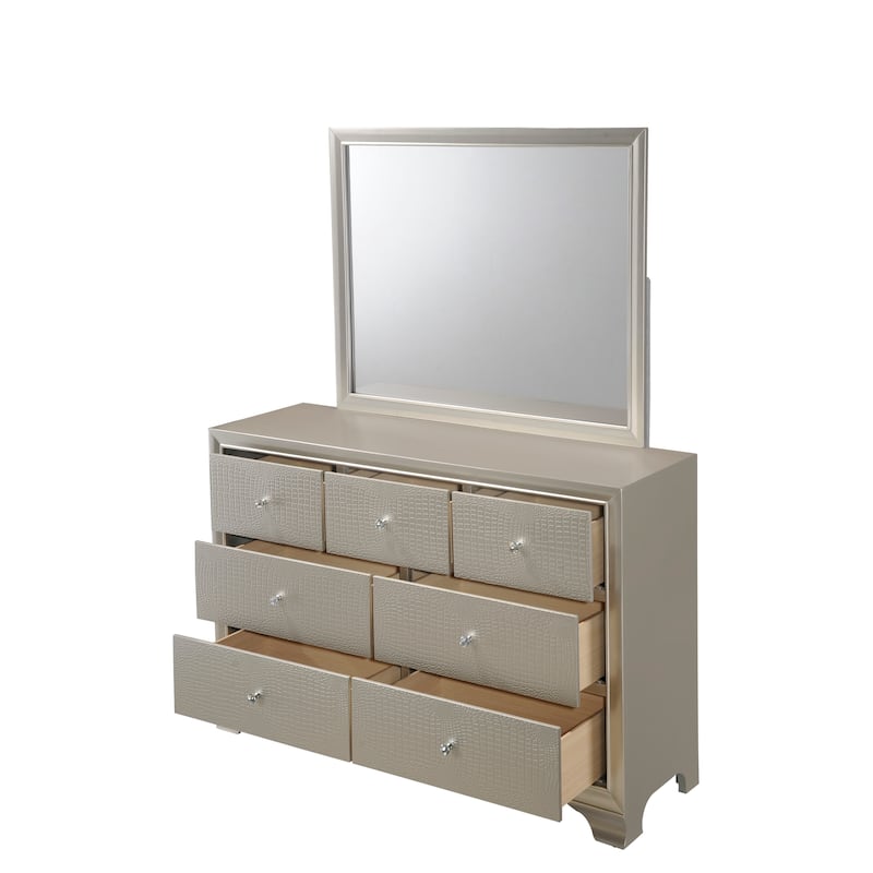 Kym Champagne LED Faux Leather Upholstered Tufted Panel Bed