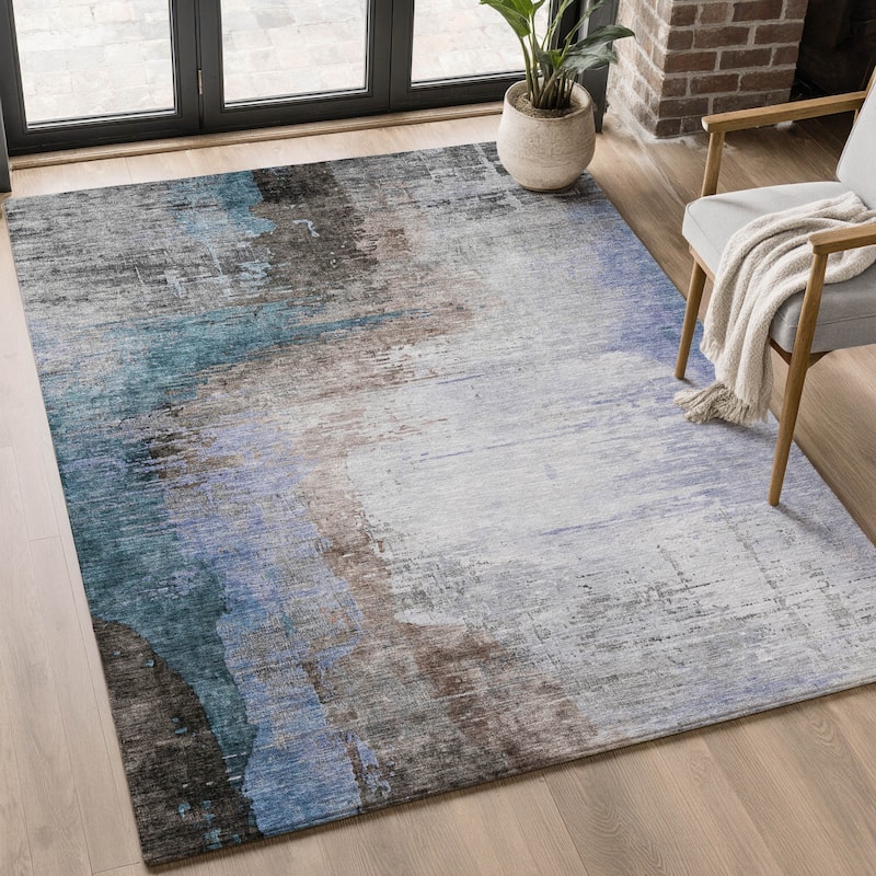 Premium Washable Super Soft Abstract Soid Mayfield Rug - Brown - 10' x 14'