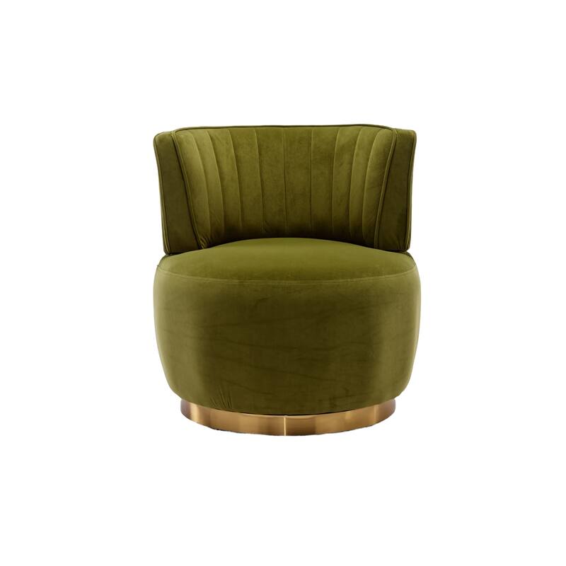 360° Swivel Velvet Barrel Sofa Chair with Wide Upholstered and Angled Armrests