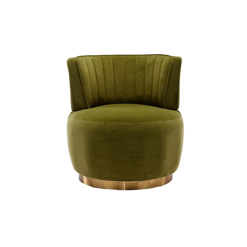 Olive Modern 25.2" Upholstered 360° Swivel Barrel Chair with Wide Upholstered and Sturdy Hardwood Frame