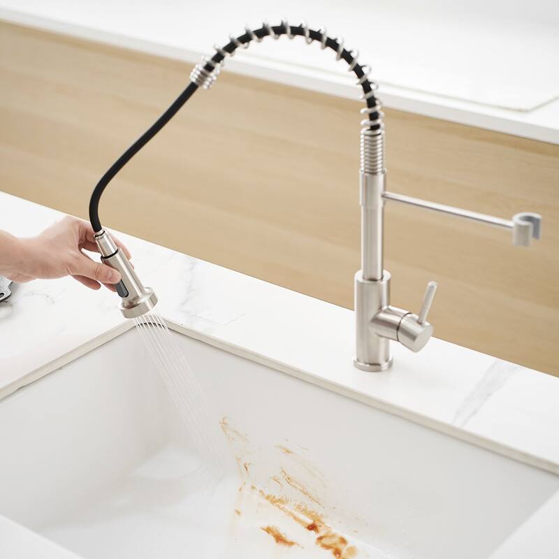 Kitchen faucet with pull-down sprayer