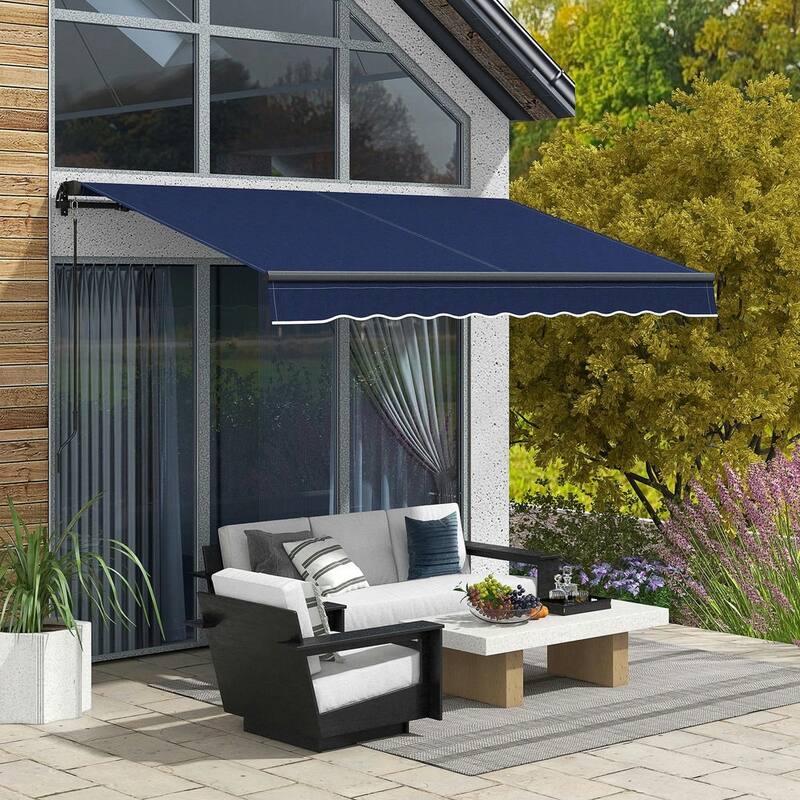 8' x 6.5' Retractable Awning, 280gsm UV Resistant Sunshade Shelter - Blue