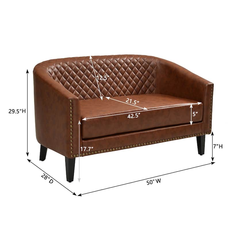 KINWELL 3-Piece PU Living Room Sets 1 Loveseat 2 Swivel Chairs