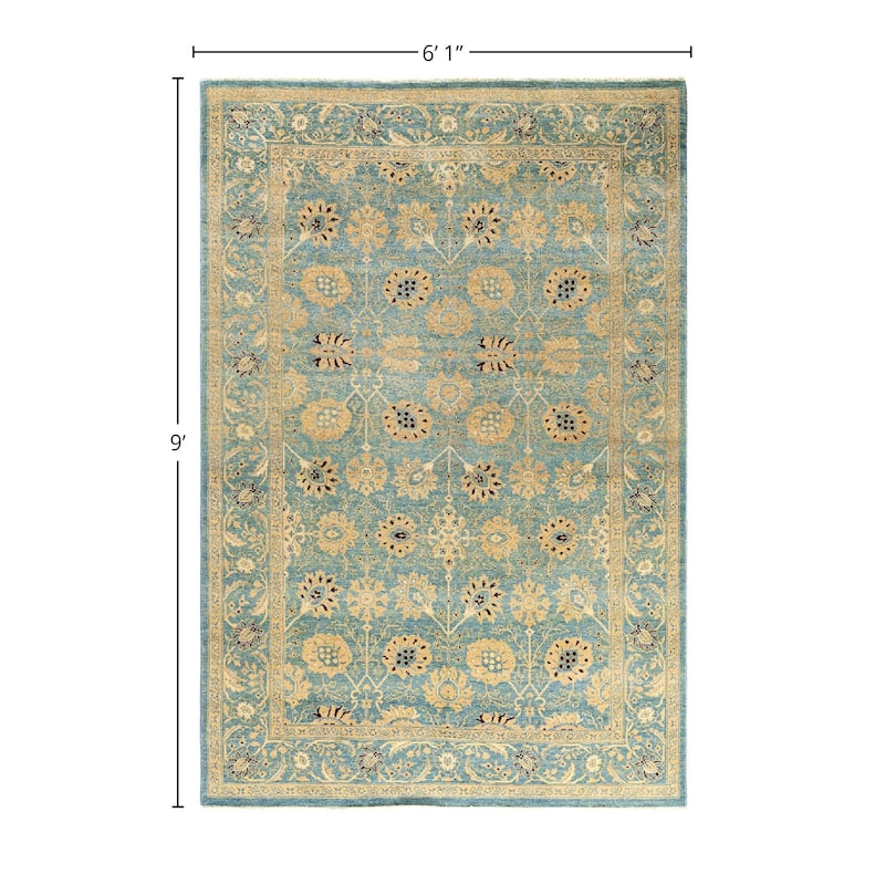 Overdyed, One-of-a-Kind Hand-Knotted Area Rug - Blue - 6' 1" x 9' 0"