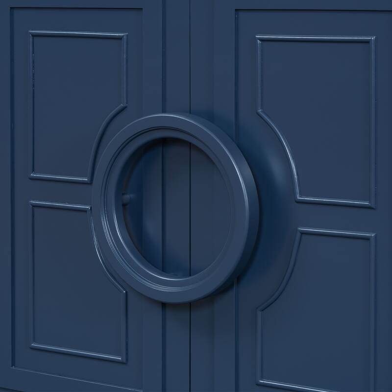 4 Door Entryway Cabinets Buffet Cabinet with 5 Conical Rubber Wood Leg, Storage Cabinet Sideboard with Round Ring Handle