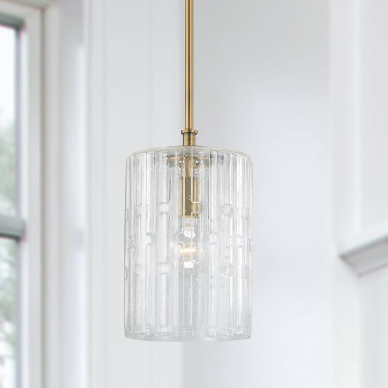 Emerson 7" 1-light Pendant w/ Embossed Seeded Glass