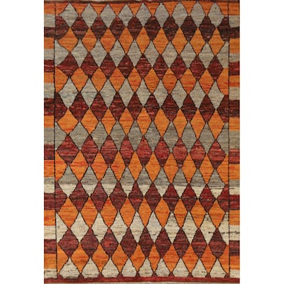Tribal Trellis Moroccan Oriental Area Rug Handmade Wool Carpet - 6'9" x 9'8"