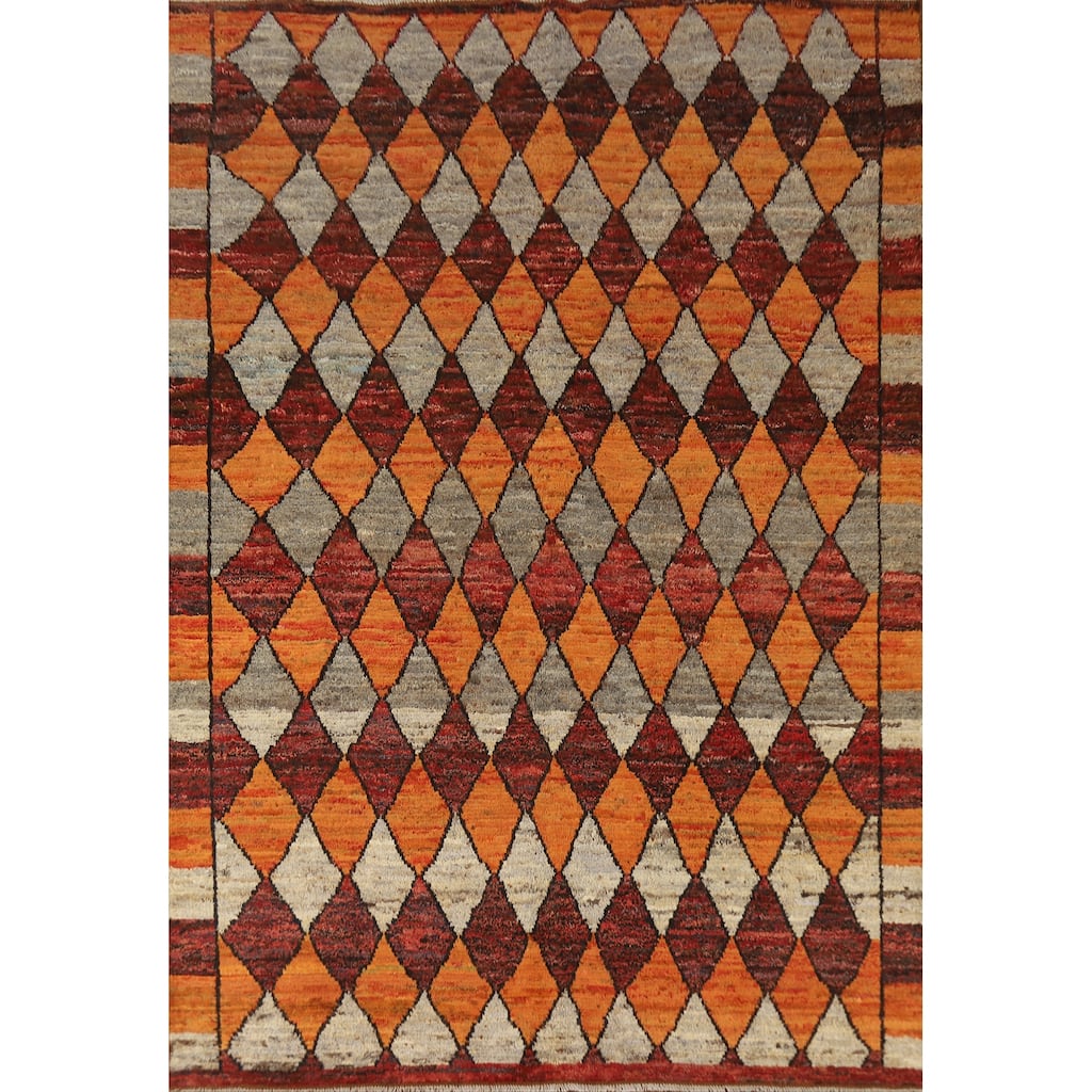 Tribal Trellis Moroccan Oriental Area Rug Handmade Wool Carpet - 6'9" x 9'8"