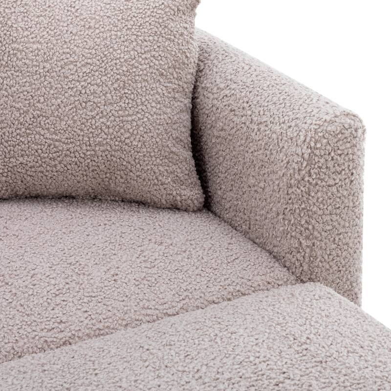 Grey Teddy Modern 62.2" Upholstered Chaise Lounge Chair with Iron Legs for Living Room