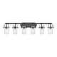 preview thumbnail 15 of 28, Innovations Lighting Pilaster II Cylinder - 6 Light 7" Wall-Mounted Bath Vanity Light Clear/Matte Black