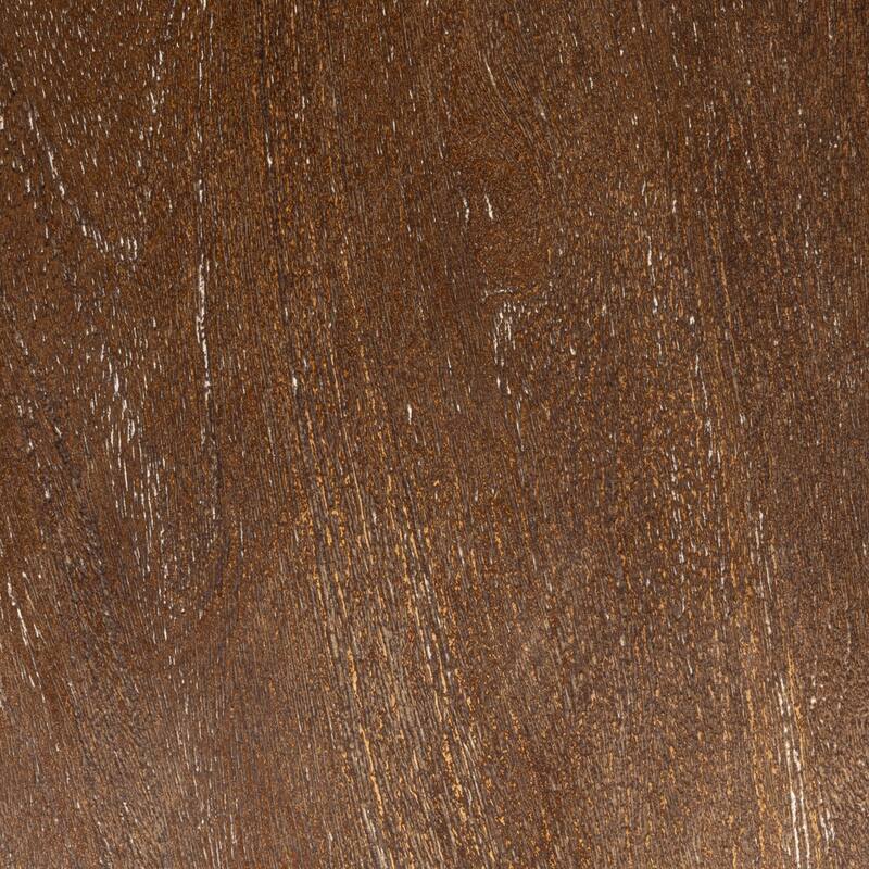 Round Mango Wood Table with 2 Cane Shelves