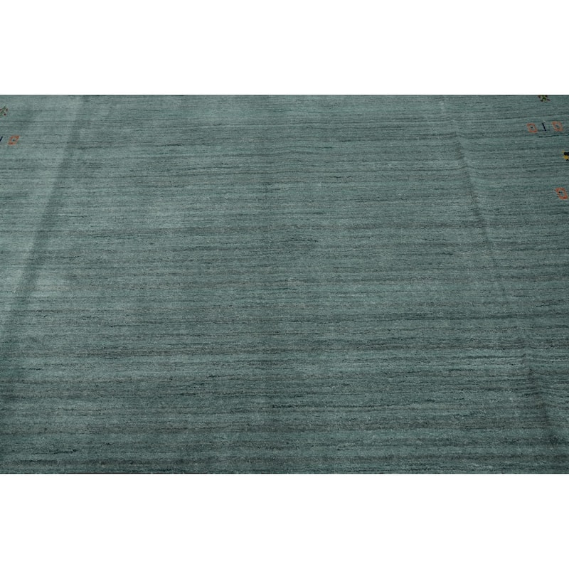 Hand Knotted Oriental 100% Wool Carpet Tribal Animal Pictorial Green Gabbeh Area Rug - 8' 1'' X 7' 11''