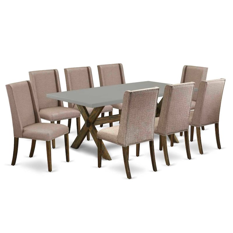 Victorian Dining Set - 9 Piece Table & Parsons Chairs - Solid Wood Kitchen Set