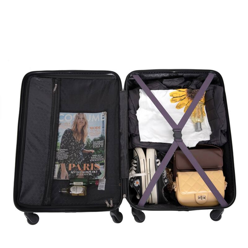Durable 3-Piece ABS Luggage Set, Carry-On 20", Check-In 24" & 28" with Spinner Wheels