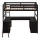 preview thumbnail 20 of 23, Twin Size Wooden Loft Bed with Desk, 2 Drawers, Cabinet, 4 Shelves, Full-Length Guardrail
