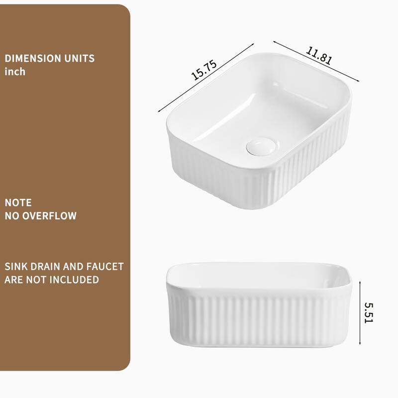 GDFStudio - Rosdale Modern Ceramic Vessel Sink with Above-Counter Design