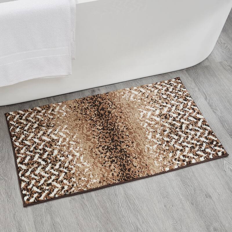 Better Trends 100% Micro Polyester 3 Pc Bathroom Rug Set- Casablanca Collection with Chevron Pattern, Maching Washable Bath Mat