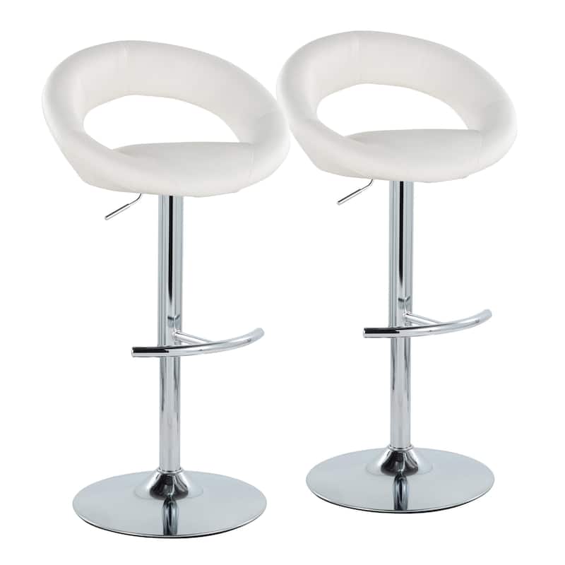 Silver Orchid Poppy Adjustable Bar Stool with Rounded T Footrest (Set of 2)