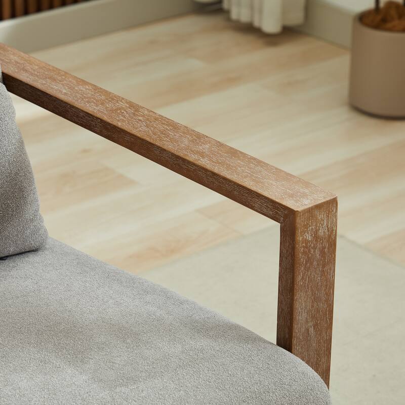 Modern Upholstered Swivel Chair Accent Chair with Solid Wood Armrests, Lounge Chair Reading Armchair for Hotel Bedroom