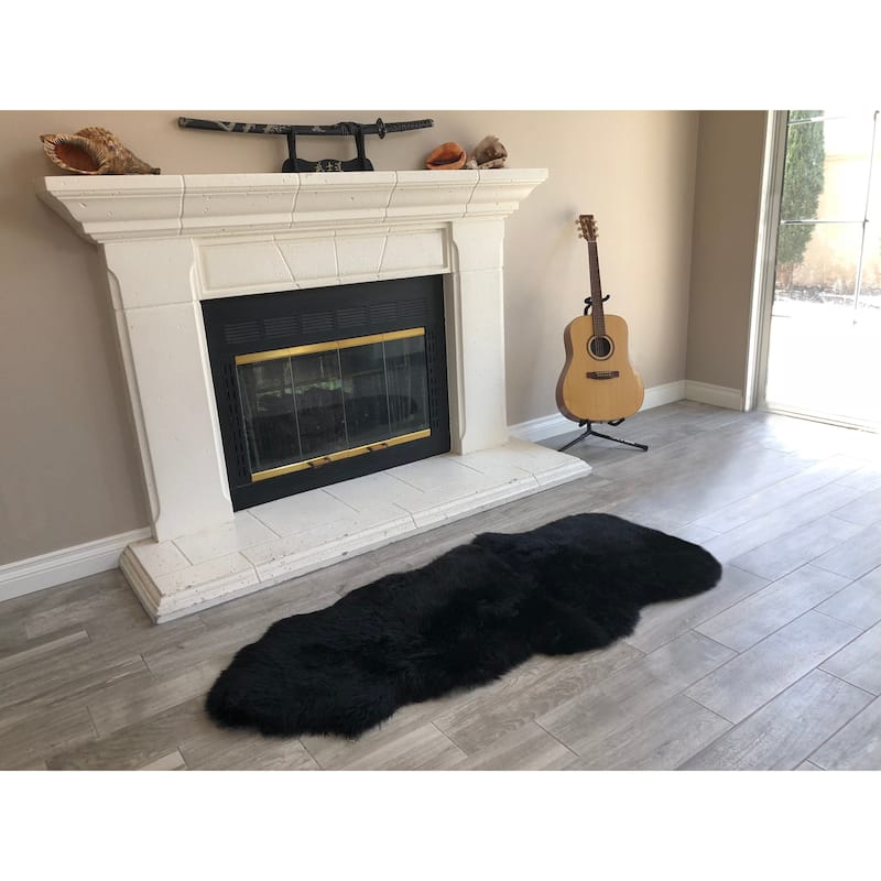 Dynasty Natural 1-1/2 Pelt Luxury Long Wool Sheepskin Shag Rug - 2' x 4'
