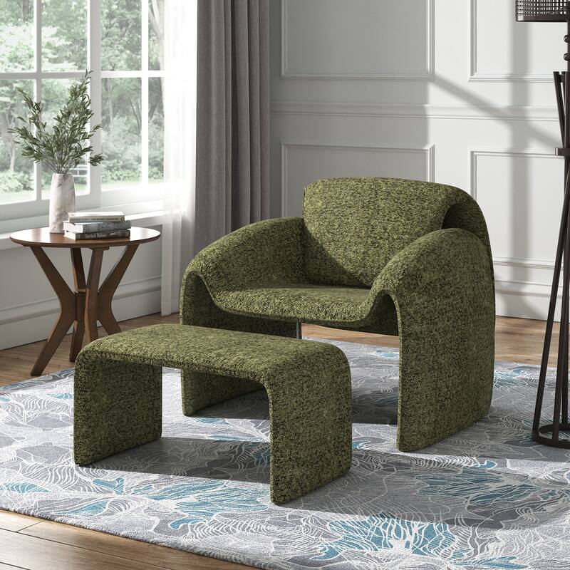 Maratea Round Arm Accent Chair and Ottoman by iNSPIRE Q Modern