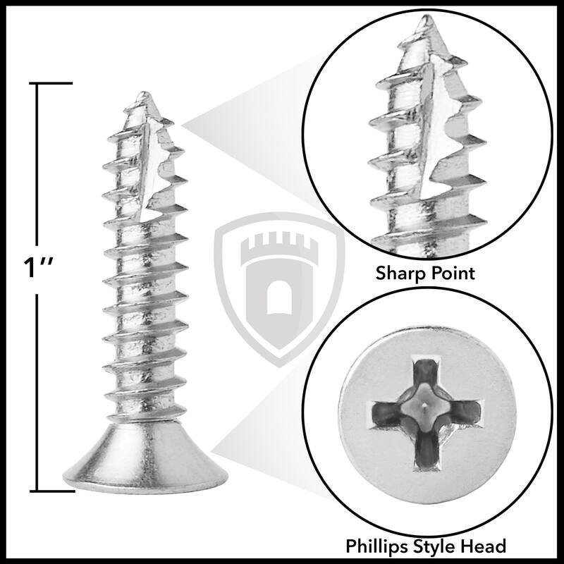 Wood Screws #9 x 1in for Door Hinges 25 pack