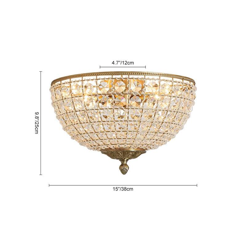 French Farmhouse Glam Crystal Round Flush Mount Ceiling Light