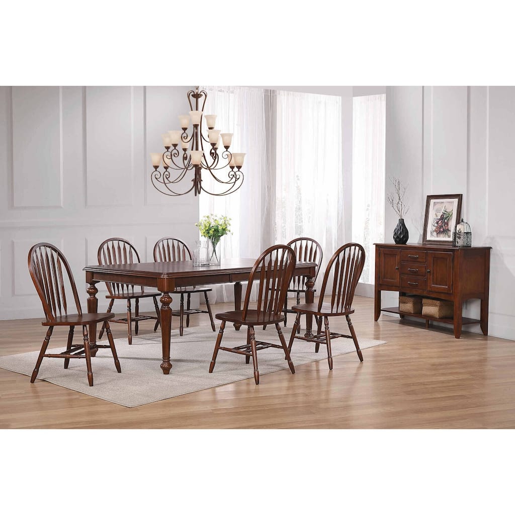 Extendable Dining Set 8 Person - Art Deco Table with Butterfly Leaf & Sideboard - Rectangular Wood Dining Room Set
