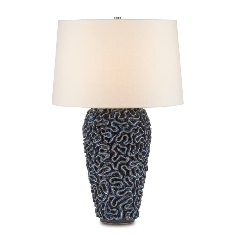 Currey & Company Milos Blue Table Lamp - 29.5"h x 19"dia - 29.5"h x 19"dia - Blue