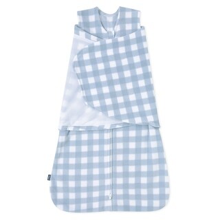 HALO SleepSack swaddle, Micro-fleece, Blue Gingham,SM, 3-6M - small