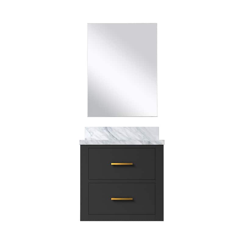 Black Single Bathroom Vanity 20" W x 18" D with Acrylic Top, Soft Close Storage Cabinet, and 18" Mirror Included - 20 in W Wood  Acrylic Countertop - Black