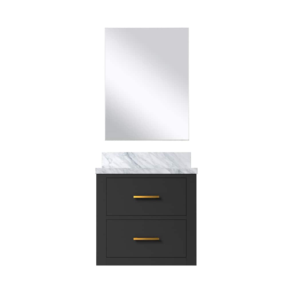 Black Single Bathroom Vanity 20" W x 18" D with Acrylic Top, Soft Close Storage Cabinet, and 18" Mirror Included