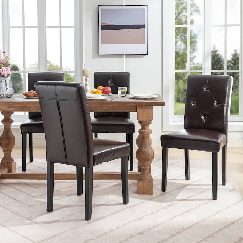 Javlergo Upholstered Dining Chairs Set of 4, Fabric or Faux Leather Dining Room Chair with Metal Legs