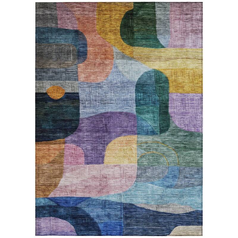HomeRoots Abstract Transitional Rectangle Outdoor Rug
