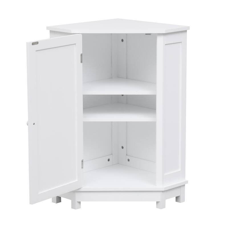 Bathroom Cabinet Triangle Corner Storage Cabinet with Adjustable Shelf Modern Style MDF Board