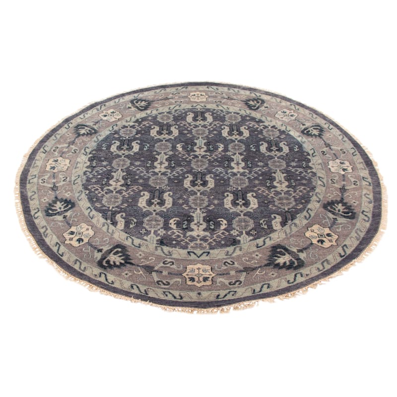 ECARPETGALLERY Hand-knotted Finest Agra Jaipur Dark Grey Wool Rug - 7'9 x 7'9