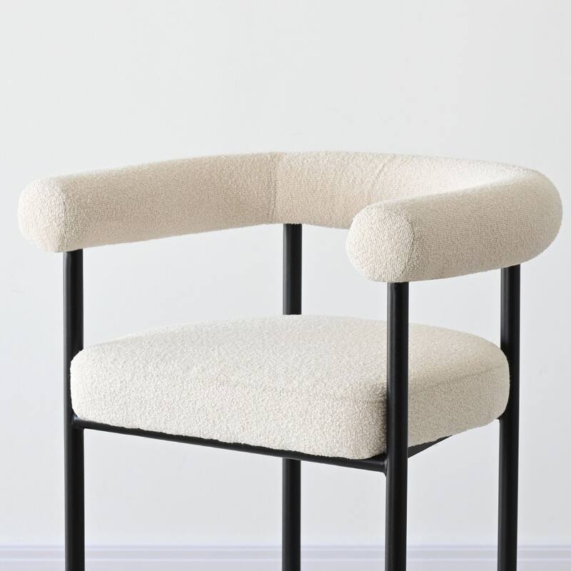 24" Boucle Upholstered Counter Stools with Arms(Set Of 4)