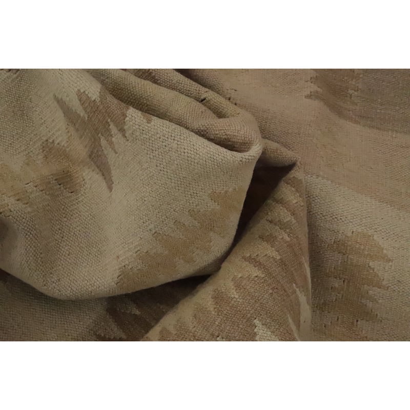 Hand Woven Oriental 100% Wool Carpet Southwestern Tribal Beige & Ivories Kilim Area Rug - 6' 8'' X 4' 9''