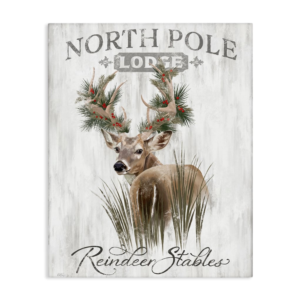 Stupell Festive Winter Reindeer Lodge Canvas Wall Art Design By Cat Thurman Designs