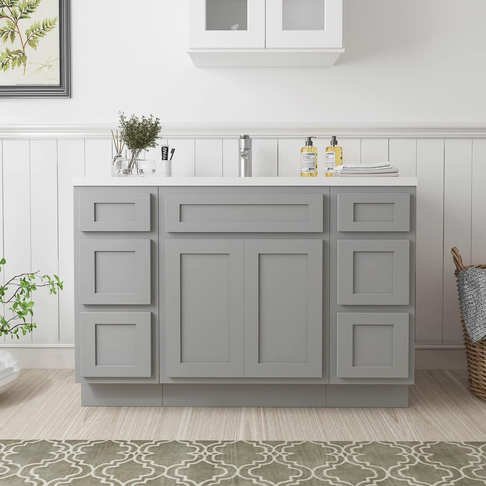 Vanity Art 48" Oak Freestanding Bathroom Vanity Cabinet without Top