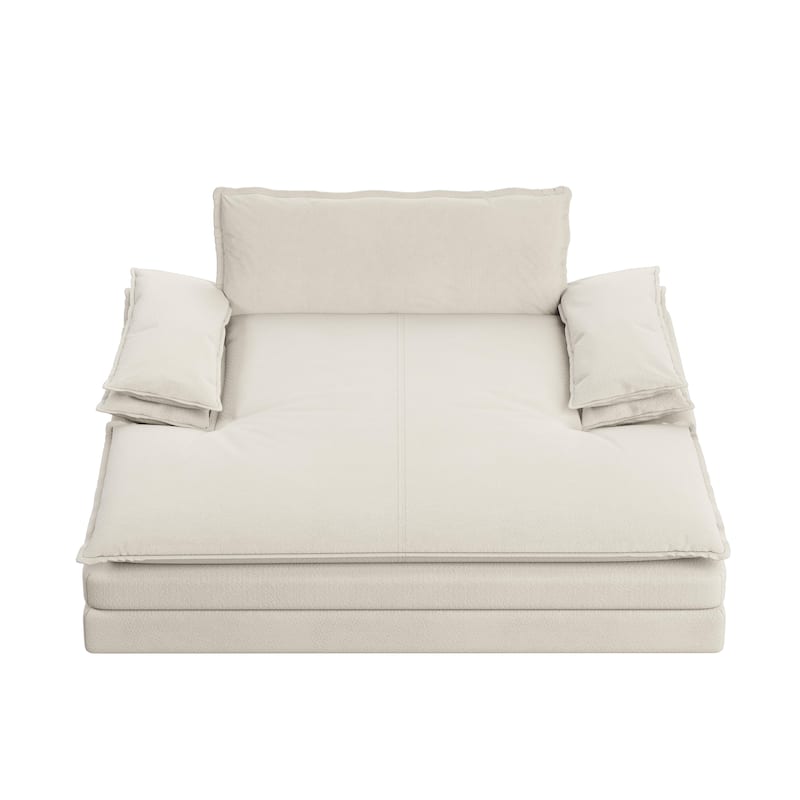 80" Oversized Double Chaise Lounge Chair, Modern Chenille Upholstered Lounge Chair with Wide Armrests, Stylish Living Room Chair