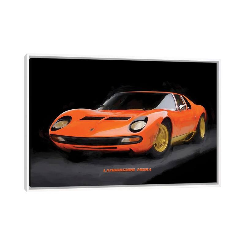 iCanvas "Lamborghini Miura In Watercolor" by Paul Rommer Framed Canvas Print - White - 26x40