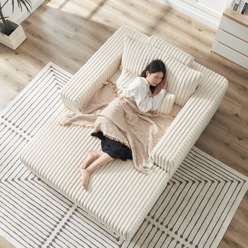 Corduroy Sponge Sofa Lounge Chair with Removable footrest