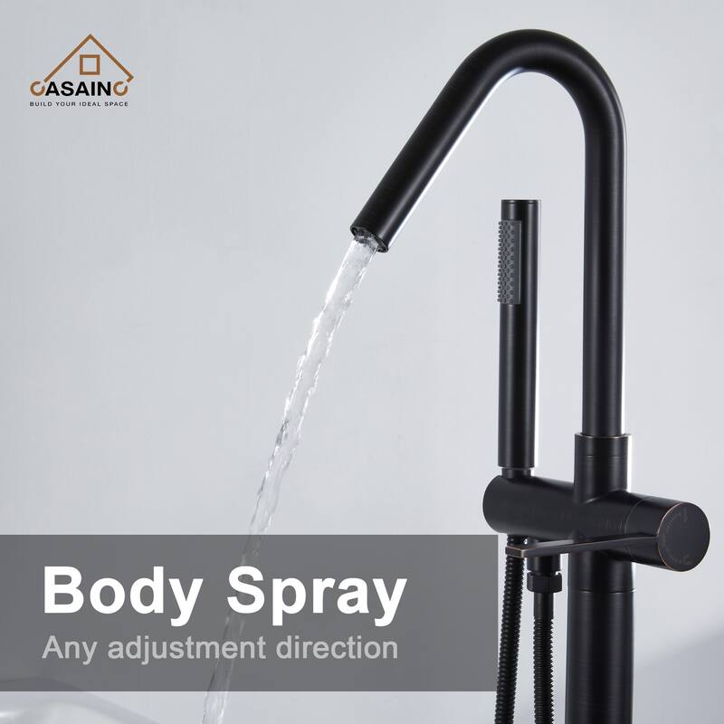 CASAINC Freestanding Single-Handle Bathtub Faucet with Hand Shower